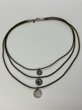 Silpada Olive Multi-Strand Necklace with Silver Disc Charms